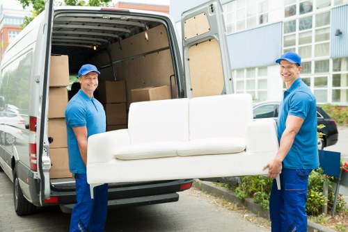 Removal team preparing a move in Crouch End on a residential street