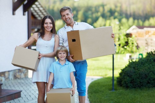 Prepared moving boxes and essentials for a Crouch End removal