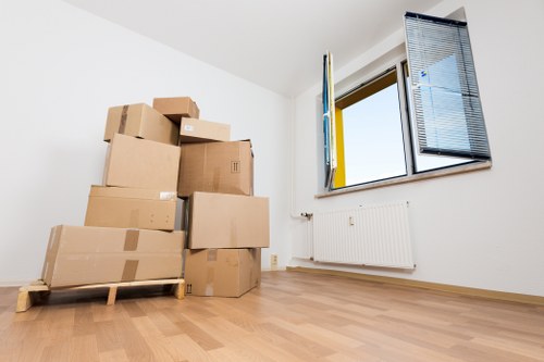 Packed boxes and furniture for a local house move